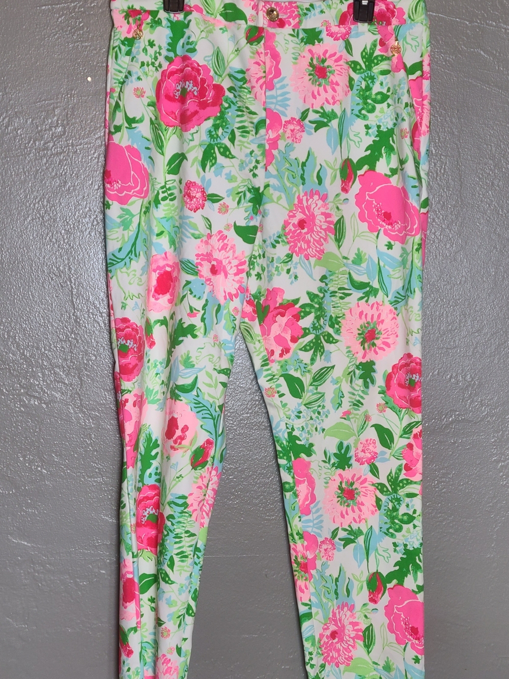Lilly Pulitzer Womens 4 Ana High Rise Pant Multi Poppy Party Zip Pockets Charm - Picture 2 of 13